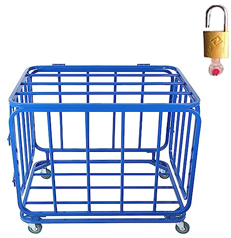 Carrello Porta Palline Cesto Carrello portapalloni pieghevole Pallacanestro Calcio Pallavolo Gabbia di stoccaggio Con serratura e ruote, con Garage scolastico all'aperto Grande organizzatore di pallon