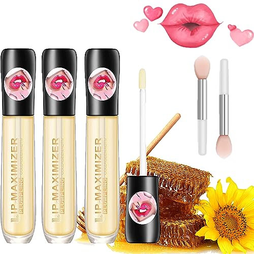 Donubiiu Alicroplct Vitamin E Lip Serum, Vitamin E Lip Maximizer Serum, Vitamin E Lip Plumping Serum, Lip Maximizer Plumper, Lips Plumping Lip Gloss Make Lips Fuller and Moisturizing (3PCS)