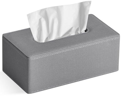 GOLRANLYE Taschentuchbox Rechteckige PU-Leder Kosmetiktuchspender Box Halter für Kommode Badezimmer Dekor (Dunkelgrau) (Leinen Grau)