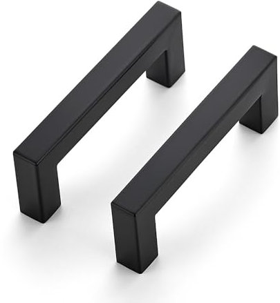 Ravinte 5 Pack Kitchen Door Handles Black Handles for Cupboards 76mm Cupboard Pulls Kitchen Cabinet Pulls Square Bar Wardrobe Hardware Cabinet Door Hardware