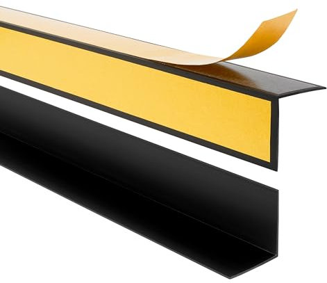 Quest PVC Kantenschutzwinkel Kantenschutzleiste Selbstklebend Winkelprofil – mit Klebeband auf der Außenseite – 35x35mm, 100cm, Schwarz
