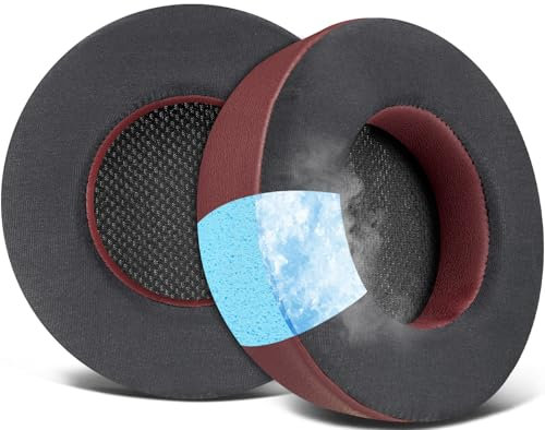SOULWIT Cooling-Gel Ear Pads Replacement for Corsair Virtuoso RGB Wireless XT SE Gaming Headset, Earpads Cushions with High-Density Noise Isolation Foam, Added Thickness - Burgundy