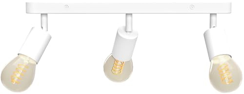 linovum AWORA Deckenleuchte E27 3 flammig weiß drehbar - Wohnzimmerlampe schwenkbar inkl. Vintage A60 LEDs dimmbar extra warmweiß
