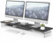 Fenge Acrylic Monitor Stand Riser Clear Dual Monitor Stand with Metal Storage Shelf, 108cm Large Desktop Stand for PC/Laptop/Fax/Printer/TV Screen, Whole Piece Board, Black