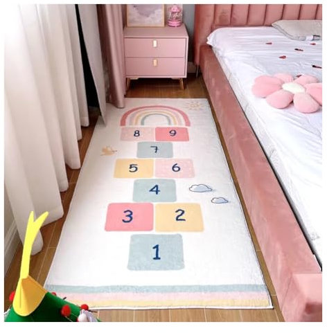 GeRRiT Kinderzimmer Hüpfspiel Muster Spiel Teppich, Farbiger Teppich, Kinder Crawl 3D Teppiche, rutschfest, Weich, Verdickt, Verriegelungskante, Große Größe, Rechteckig 80 x120cm