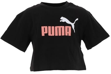 PUMA Mädchen ESS 2 Color No. 1 Logo Short Length Tee G T-Shirts, PUMA Black,