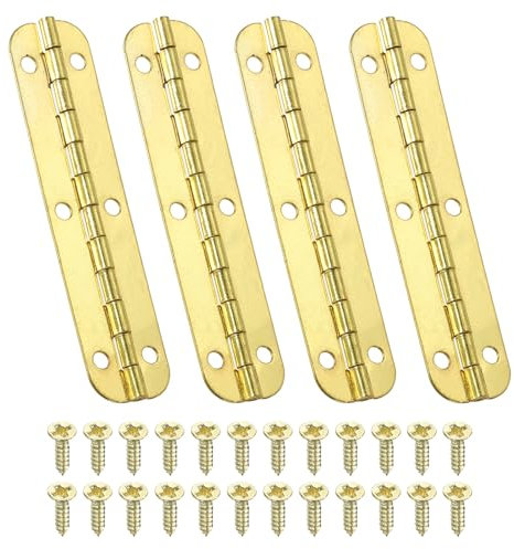 PATIKIL Small Piano Hinge 2.6 x 0.6, 4 Pack Mini 180-Degree Jewelry Box Hinges with Screw for Jewellery Wooden Boxes, Gold