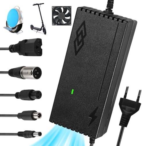 54.6V 2A Chargeur Trotinette Electrique, Chargeur Hoverboard 48V Trottinette Batterie avec 5 Connecteurs Batteries et Chargeurs de Batterie de Trottinette Chargeur Adaptateur Velo Electrique