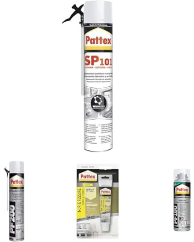 Pattex SP101 Schiuma, Schiuma poliuretanica monocomponente, Schiuma espansa multimateriale, Poliuretano espanso schiuma isolante a elevata efficienza acustica e termica, 1 Cartuccia da 750 ml