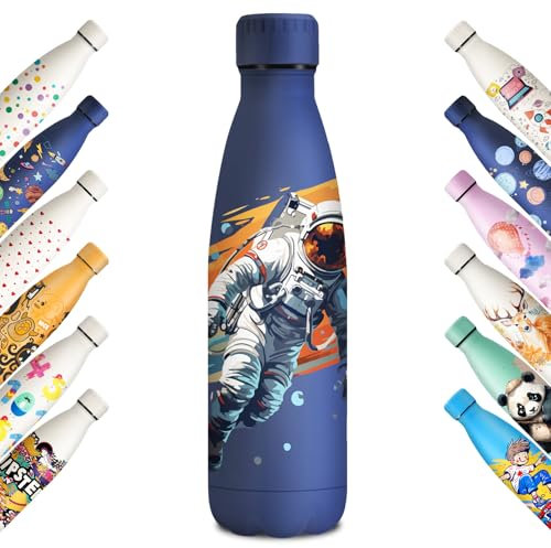 KollyKolla Borraccia Termica Bambini 500ml, Stampa 3D Borraccia Termica, Borracce Termiche, Bottiglia Acqua Senza BPA, Borracce per Bambina, Scuola, Sport, Yoga, Campeggio, Ciclismo