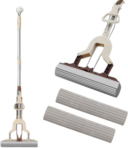 Super Absorbent Sponge Mop, Cleaning Anti-Bacterial EVA Mop & 3 Replacement Refill Head
