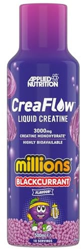 Applied Nutrition CreaFlow™ Créatine Monohydrate Liquide, 3000 mg de Créatine par Portion, Absorption et Performances Élevées, Force Musculaire, 500 ml (10 Portions) (500ml, Millions Blackcurrant)
