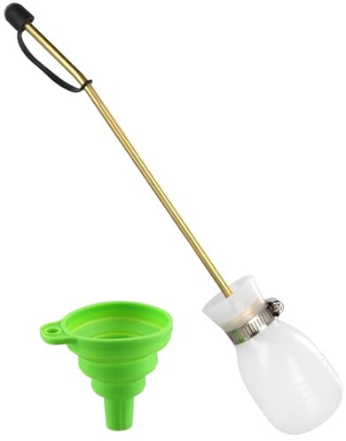 QWORK® Control de plagas pulverizador, Pulverizador de Bolas en Polvo con Tubo Largo de Cobre y Embudo, Color Blanco, para deshacerse de los Insectos
