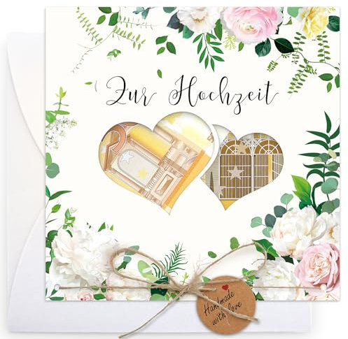 XIANGLONGY Hochzeitskarte Geldgeschenk mit Umschlägen, Karte Hochzeit Geldgeschenk für Brautpaar, Geldgeschenk Hochzeit Verpackung, Personalisiert Geldverpackung (Eukalyptus)