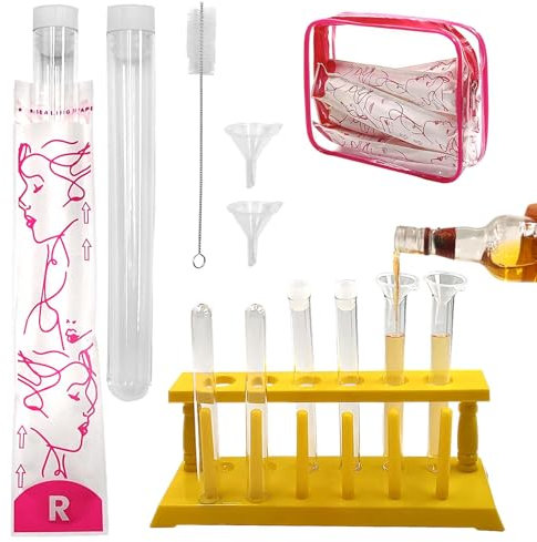 Daily Treasures 65pcs Discreet Tampon-Style Flask Kit-20 Reusable Tube Flasks(15ml) & 40 Tampon Wrappers & 6-Slot Drying Rack& Clear Case & 2Funnels,Secret Flask Containers for Cruise Concert
