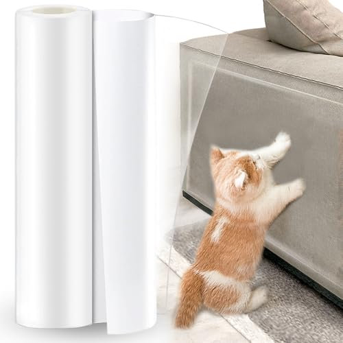 Lanswood Cat Scratch Furniture Protector 20CM × 5M Sofa Protectors From Pets, Clear Door Protector From Dog Scratch, Cat Scratch Tape for Carpet, Sofa, Couch, Door