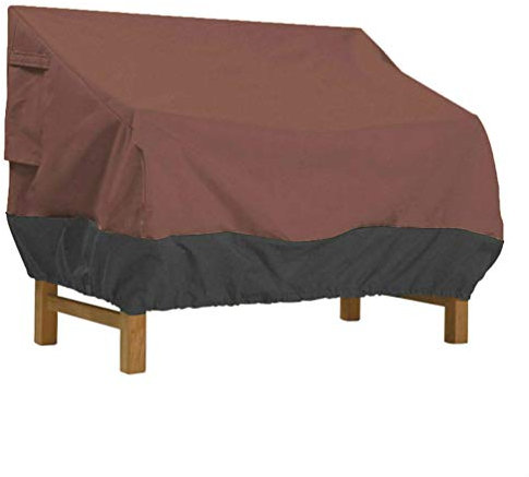 Outdoor-Terrassen-Zweisitzer-Abdeckung, wasserdicht, für Rasen, tiefes Loungesofa, 193 x 82,5 x 83,8 cm, Braun und Schwarz