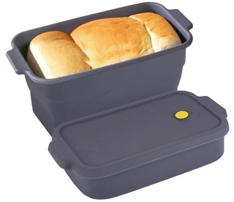 Melearch Brotbackform, Antihaft Rechteckig Kastenform, Faltbare Toast Form mit Deckel, Klein Auflaufform Airfryer Silikonform, Backformen für Brot, Kuchen, Brownies