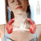 Ventilateurs de Cou Brumisateur Eau,Mini Pliable USB Rechargeable Ventilateur Cou 4000mAh,Collier Ventilateur de Coup Visage Pulverisateur sans Pale Silencieux de Bureau pour l'extérieur Voyage Rouge