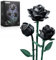 Millionspring Juego de 3 rosas artificiales negras para su novia en cumpleaños, aniversario, día de San Valentín, día de la madre, Navidad, decoración gótica del hogar