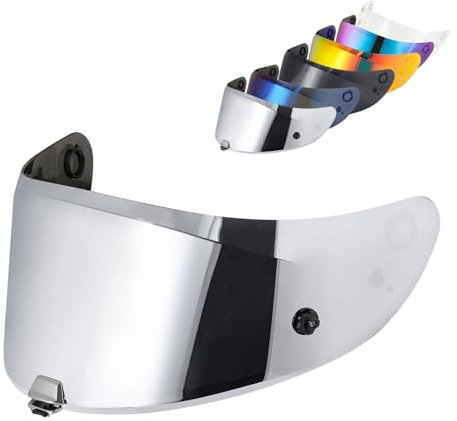 MXJ Gear Helmvisier,Motorradhelm Visier,Motorrad Windschutz Helm Objektiv Visier Vollgesichts für HJ-26/RPHA 70/RPHA 11 (Silber)