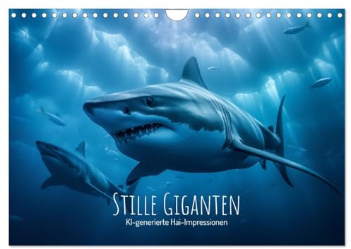 Stille Giganten - KI-generierte Hai-Impressionen (Wandkalender 2026 DIN A4 quer), CALVENDO Monatskalender: Haie - Jeden Monat ein Highlight. (CALVENDO Tiere)