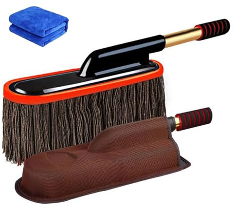 Car Duster Exterior Scratch Free,Soft Microfiber Car Brush Kit for Truck,SUV,RV and Motorcycle,Wax Cotton Hair with Extendable Handle, Multipurpose Duster for Auto Cleaning, Dust Pollen Removing