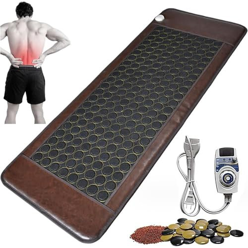 NGARY Jade Tourmaline Heating Pad, Jade Mattress Hot Stone Physical Heating Mat with Smart Controllor, 20-70℃ Temperature Adjustable & Promoting Overall Vitality, for Sciatica, Arthritis