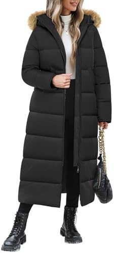 Yuson Girl Wintermantel Damen Lang Warme Mantel Winterjacke mit Abnehmbar Kapuze Herbst Winter Steppmantel Jacke Elegant Damen-mäntel Steppjacke Outdoor Daunenmantel Parka mit Tasche