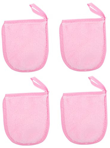PACKOVE 4pcs Facial Cleaning Gloves Makeup Removal Puff for Travel and Daily Skincare Routine Exfoliating Gloves for Face Cleansing