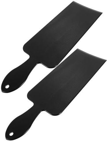 FIXOSHEE Haarfärbebrett Groß Kunststoff Friseur Styling Tool Pony Maske Friseursalon Freihandtechnik Griff Schwarz 2 Stück