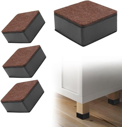 Generisch Möbelerhöhung 4er-Set 3cm Selbstklebende Möbelfüße aus Kohlenstoffstahl mit Filzunterlage, geräuscharm, für Tische, Betten, Sofas, Schränke (Schwarz)