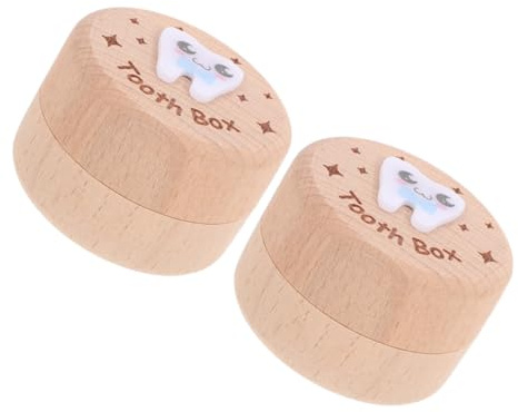 HOOTNEE 2pcs Wooden Tooth Storage Box Keepsake Holder for Boys and Multifunctional Safe Box for Hair Locks and Precious Childhood Memories Preservation