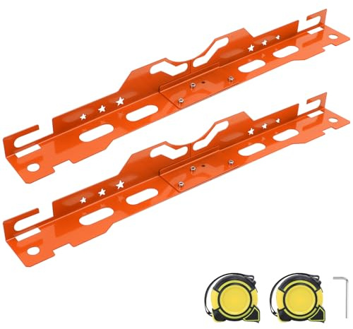 WODHMIEY 2 Stück Schwerlast Rad Ausrichtungs Werkzeug Set Universal Spurplatten Messwerkzeug Abnehmbar und Wandmontage Mit 2 Maßbändern Zur Werkstatt Garage Auto SUV LKW Präzise Spurmessung (Orange)