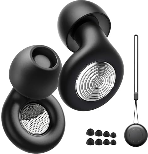 Tappi Orecchie Dormire, 2026 Nuovo 45dB Antirumore Quiet Silicone Auricolari, Riutilizzabile Earplugs con 8 Punte (XS/S/M/L) e Custodia, Protezione dell'udito per Notte/Lavoro/Concerti/Sleep - Nero
