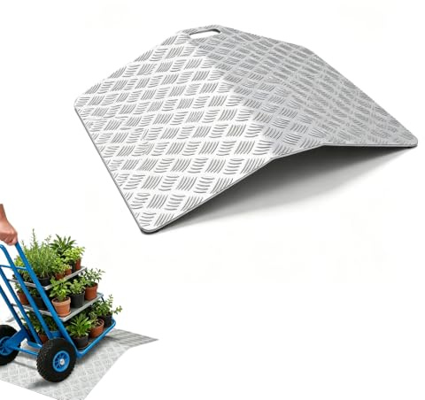 JRUKM Türschwellenrampe Aluminium Rollstuhlrampe 80cm Rampe Rollstuhl 270 kg Tragfähigkeit, Schwellenrampe Bordsteinrampe rutschfest mit Griffen für Türschwellen, Stufen, Hauseingänge