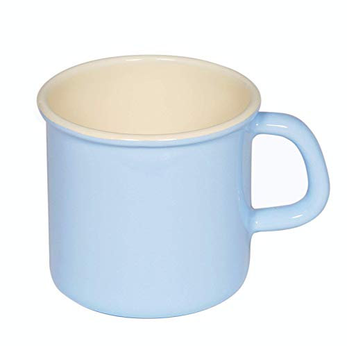 Riess, 0222-006, Topf mit Bördel (Becher) 9 1/2 L, CLASSIC - BUNT/PASTELL, Farbe Blau, Trinkbecher, Inhalt 0,5 Liter, Höhe 9,3 cm, Emaille