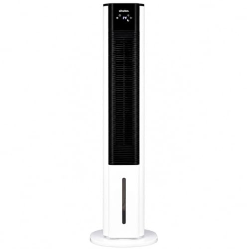 Schallen Portable Air Cooler with Remote Control | 5.4L Tank 80W | Evaporative Tower Fan Cooler with 3 Speeds, 12H Timer, Digital & Energy Efficient, Including 2 Ice Packs in Black & White