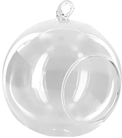 Vase boule en verre transparent pour bougies ou plantes à suspendre, Verre, Clear Dia.10cm