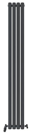 VeeBath Montpellier Matt Anthracite Low Carbon Mild Steel Vertical Single Panel Bathroom Heating Radiator - 1800 x 240mm