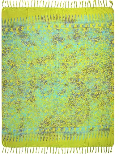 Wogeka Sarong – Blickdichtes luftiges Strandtuch in Grün Blau für Damen & Herren als Pareo Wickelrock Cover Up Strandkleid Wrap für den Strand 34