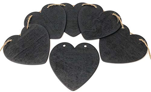 Kreidetafeln aus Holz in Herzform als Wimpel, Dekoration für Vintage-Hochzeiten, schwarz, holz, Schwarz , 9cm x 9cm