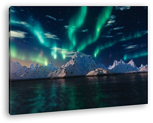 Leinwandbild Atemberaubende Polarlichter, farbenfroh und faszinierend Format: 100x70 cm XXL Kunstdruck Bild auf Keilrahmen/Wandbild/Wohnzimmer Deko
