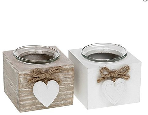 Joe Davies Set of 2 Provence Single Tealight Holders - Brown and White …