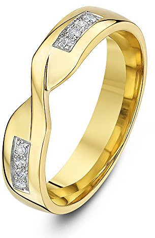 Theia Alliance Vrillée Or Jaune 9ct 0.08ct Diamant Rond Serti 4mm - Taille 47