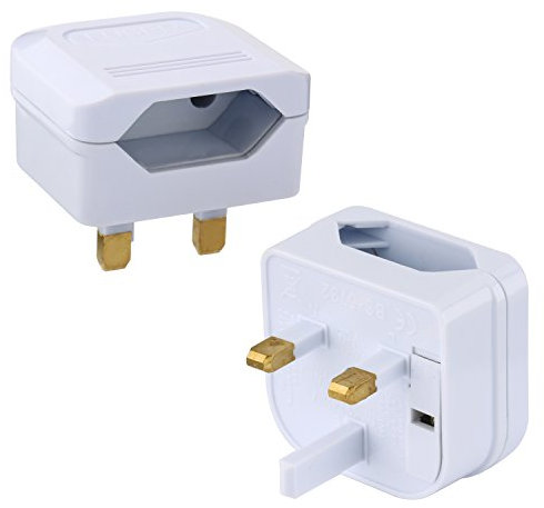 Incutex 2X adaptadores de Viaje para UK GB Inglaterra Tipo C Conector Europeo hacia Enchufe UK 3 Patas, Blanco