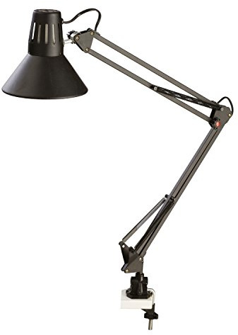Alco-Albert - Schreibtischlampe mit Tischklemme schwarz | Arbeitsplatzleuchte mit Tischklemme, flexibel verstellbaren Gelenken und schwenkbarem Leuchtkopf