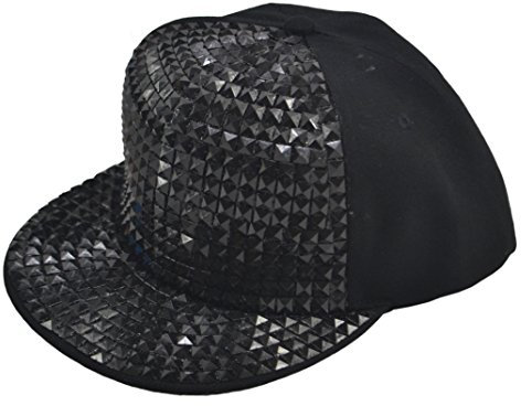 heymei New Flat Hat Baseball Cap Hip-hop Hats Fashion Sequins (one Size, Black)
