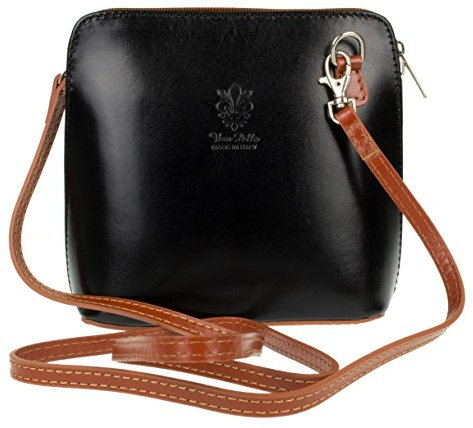 Girly Handbags Femmes Cuir véritable peau de serpent rigide Cross Body (Noire bronzer)