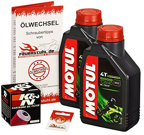 Motul 10W-40 Öl + K&N Ölfilter für Suzuki DRZ 400 /E/S/SM, 00-08, BC BE BF B8 - Ölwechselset inkl. Motoröl, Filter, Dichtring | Ölwechsel Set mit Motul 5000 10W-40 Motoröl, K&N Ölfilter und Dichtring(en)